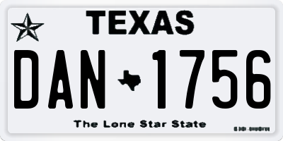 TX license plate DAN1756