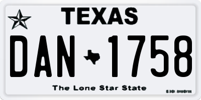 TX license plate DAN1758