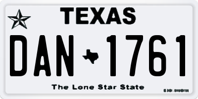 TX license plate DAN1761