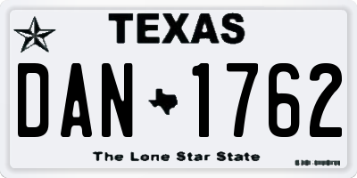 TX license plate DAN1762