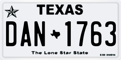 TX license plate DAN1763