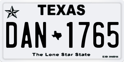 TX license plate DAN1765