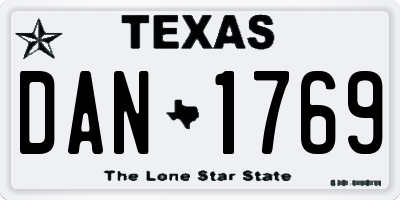 TX license plate DAN1769