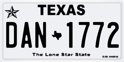 TX license plate DAN1772