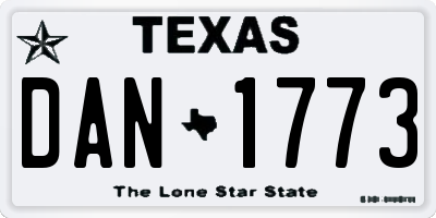 TX license plate DAN1773