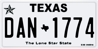 TX license plate DAN1774
