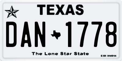 TX license plate DAN1778
