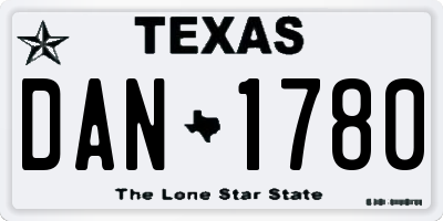 TX license plate DAN1780