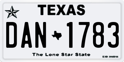 TX license plate DAN1783