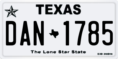 TX license plate DAN1785