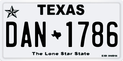 TX license plate DAN1786