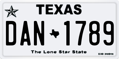 TX license plate DAN1789