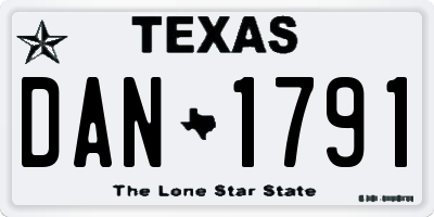 TX license plate DAN1791