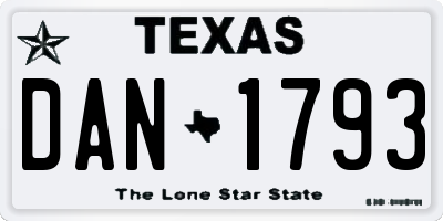 TX license plate DAN1793