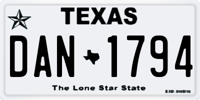 TX license plate DAN1794