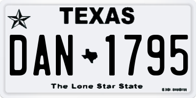 TX license plate DAN1795