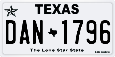 TX license plate DAN1796