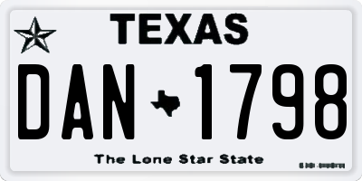 TX license plate DAN1798