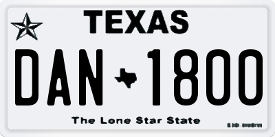 TX license plate DAN1800