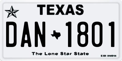 TX license plate DAN1801