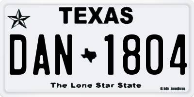 TX license plate DAN1804