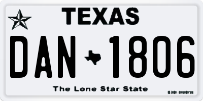 TX license plate DAN1806