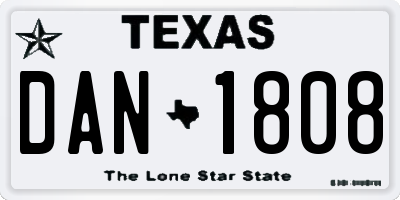 TX license plate DAN1808