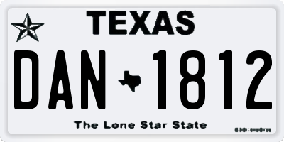 TX license plate DAN1812