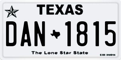TX license plate DAN1815