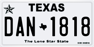 TX license plate DAN1818