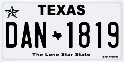 TX license plate DAN1819