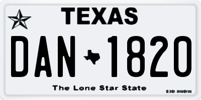 TX license plate DAN1820