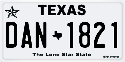 TX license plate DAN1821