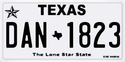 TX license plate DAN1823
