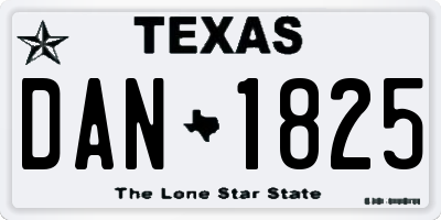TX license plate DAN1825
