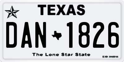 TX license plate DAN1826