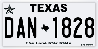 TX license plate DAN1828