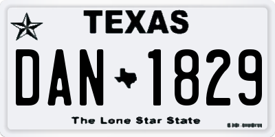 TX license plate DAN1829