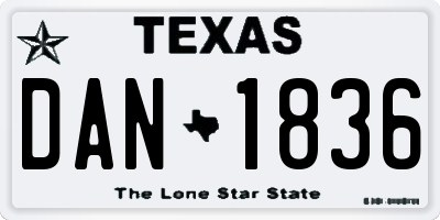 TX license plate DAN1836
