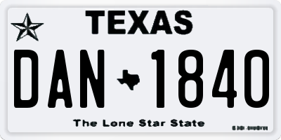 TX license plate DAN1840