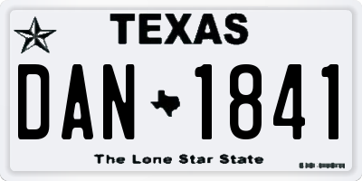 TX license plate DAN1841