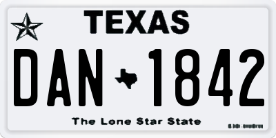 TX license plate DAN1842