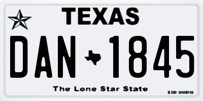TX license plate DAN1845