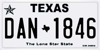 TX license plate DAN1846