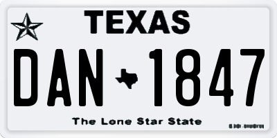 TX license plate DAN1847