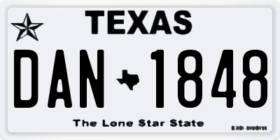 TX license plate DAN1848