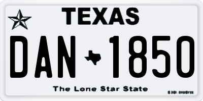 TX license plate DAN1850