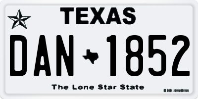 TX license plate DAN1852