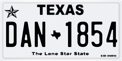 TX license plate DAN1854