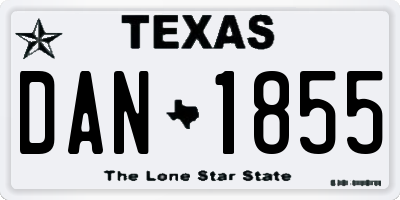 TX license plate DAN1855